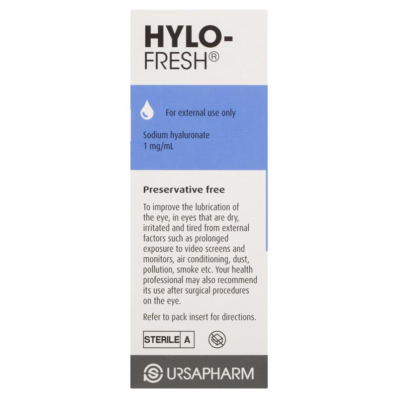 Hylo-Fresh Eyedrops 10ml rear packaging information
