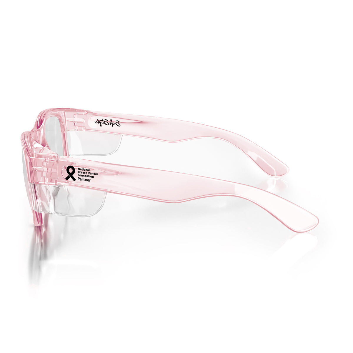 SafeStyle Classics prescription safety glasses in Pink — side view