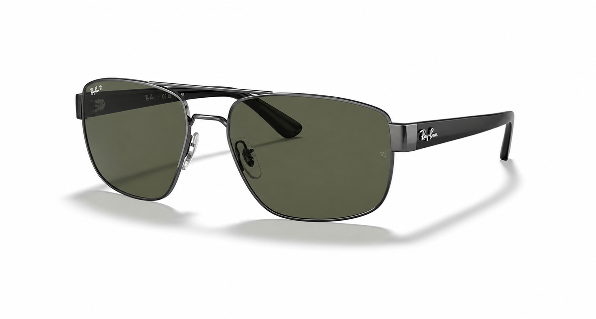 Ray-Ban RB3663 Sunglasses angle view - Colour: Gunmetal - Lens: G-15 Green Polarised - Media: Original Ray-Ban Polarised
