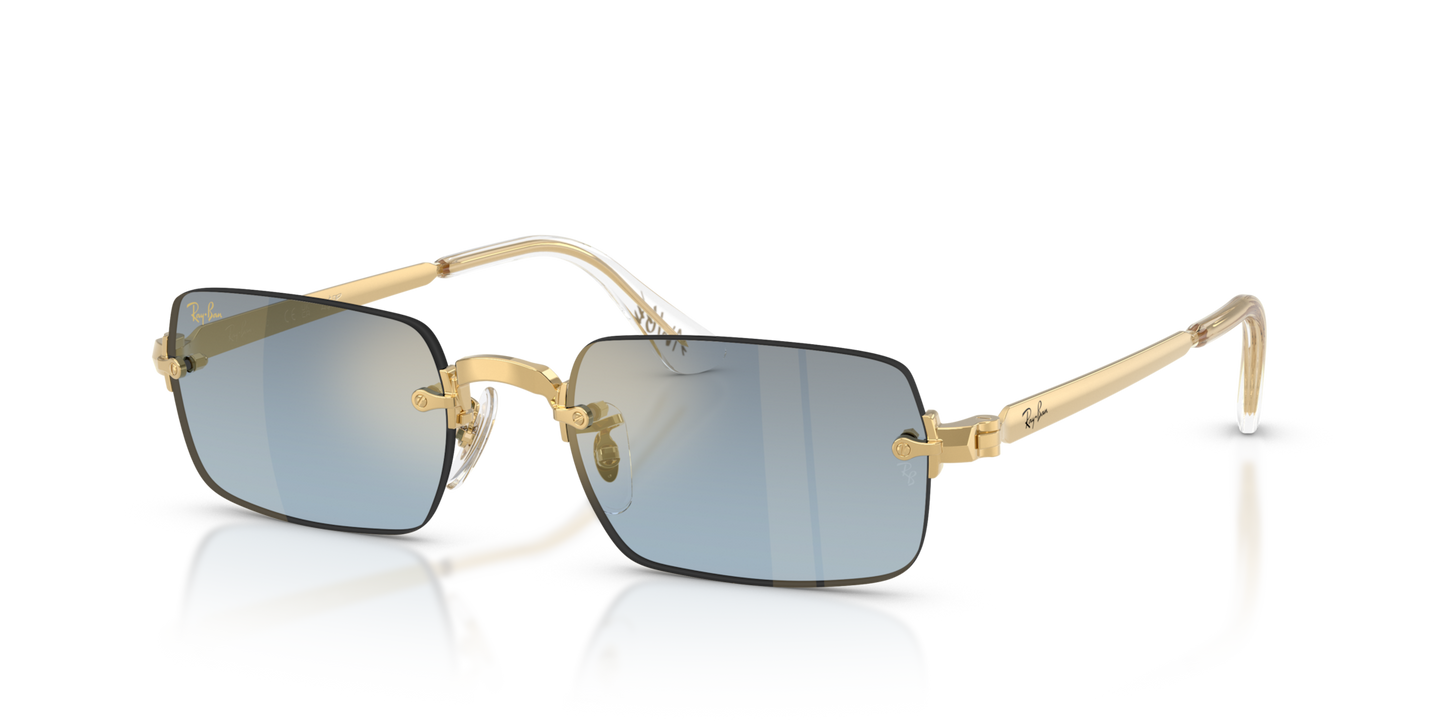 Ray-Ban RB3928 by A$AP Rocky Sunglasses angle view - Colour: Polished Arista Gold / Blue to Dark Grey Gradient