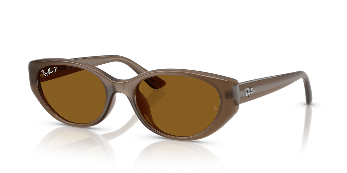 Ray-Ban RB4457D Bio-Based Sunglasses angle view - Colour: Polished Transparent Brown / Dark Brown Polarised