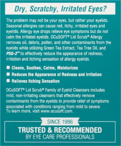 OCuSoft LidScrub Allergy Sachets 30 Pack product information