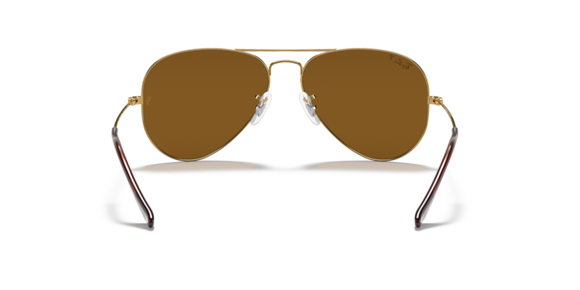 Ray-Ban Aviator Large Metal RB3025 Sunglasses back view - Colour: Arista Gold - Lens: Brown Polarised - Media: Original Ray-Ban Polarised