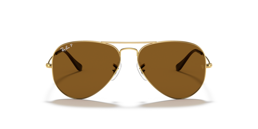 Ray-Ban Aviator Large Metal RB3025 Sunglasses front view - Colour: Arista Gold - Lens: Brown Polarised - Media: Original Ray-Ban Polarised