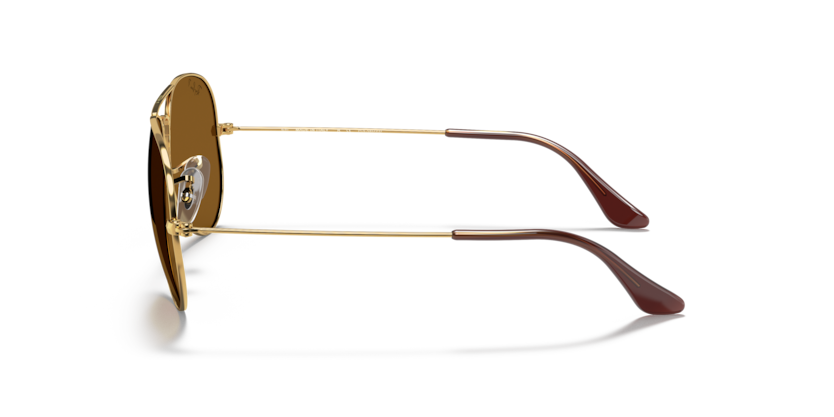 Ray-Ban Aviator Large Metal RB3025 Sunglasses side view - Colour: Arista Gold - Lens: Brown Polarised - Media: Original Ray-Ban Polarised