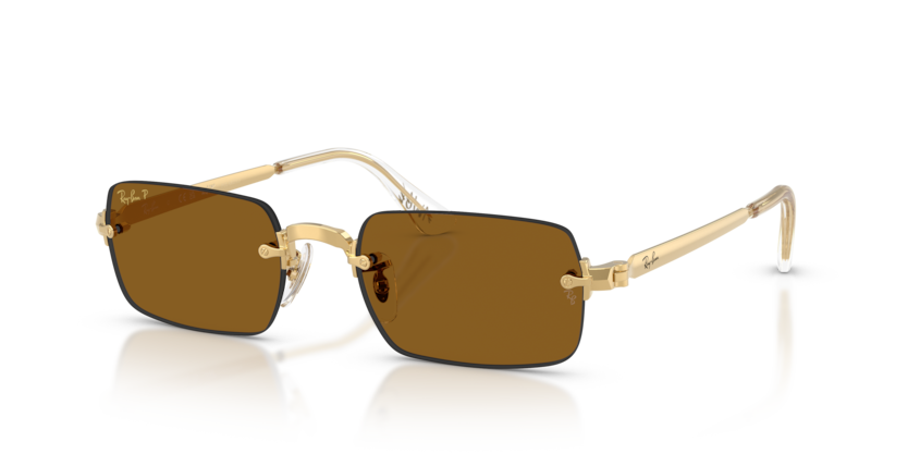 Ray-Ban RB3928 by A$AP Rocky Sunglasses front angle view - Colour: Polished Arista Gold - Lens: Dark Brown Polarised - Media: Original Ray-Ban Polarised