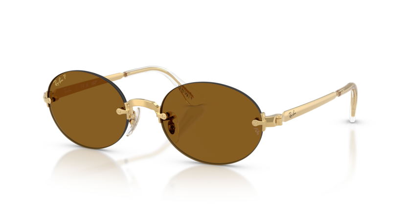 Ray-Ban RB3929 by A$AP Rocky Sunglasses front angle view - Colour: Polished Arista Gold - Lens: Dark Brown Polarised - Media: Original Ray-Ban Polarised