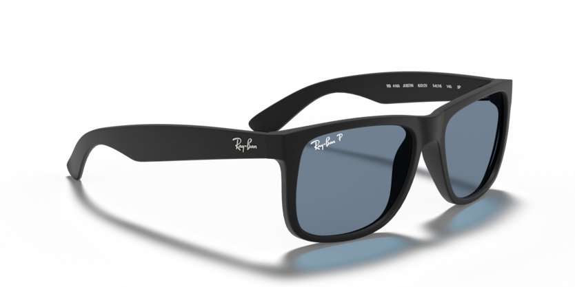 Ray-Ban Justin RB4165 Sunglasses angle view - Colour: Matte Black - Lens: Dark Blue Polarised - Media: Original Ray-Ban Polarised