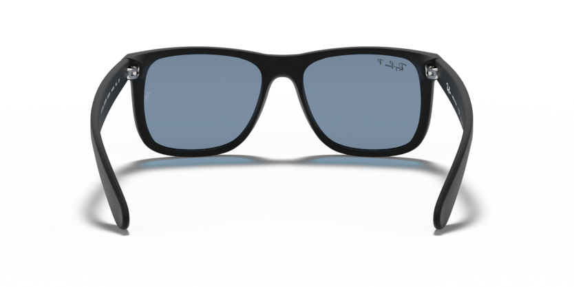 Ray-Ban Justin RB4165 Sunglasses back view - Colour: Matte Black - Lens: Dark Blue Polarised - Media: Original Ray-Ban Polarised