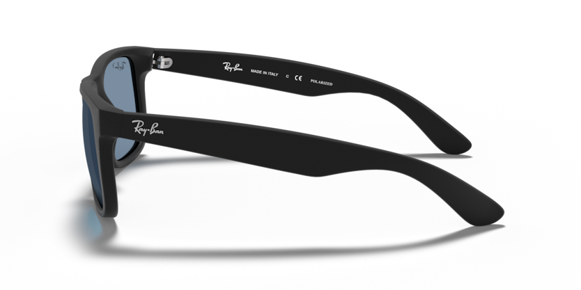 Ray-Ban Justin RB4165 Sunglasses side view - Colour: Matte Black - Lens: Dark Blue Polarised - Media: Original Ray-Ban Polarised