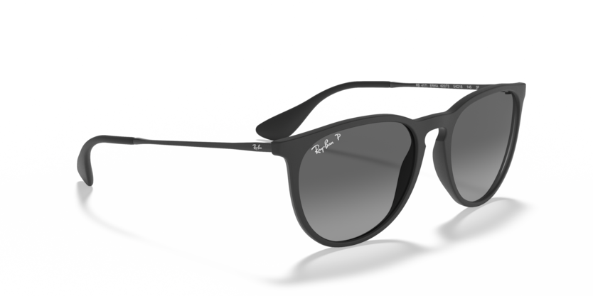 Ray-Ban Erika RB4171 Sunglasses angle view - Colour: Matte Black - Lens: Grey Polarised - Media: Original Ray-Ban Polarised