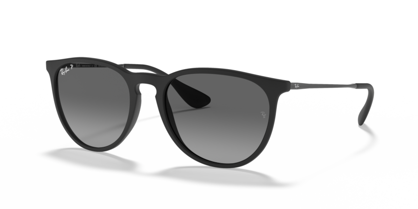 Ray-Ban Erika RB4171 Sunglasses front angle view - Colour: Matte Black - Lens: Grey Polarised - Media: Original Ray-Ban Polarised