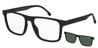Carrera CA 8061/CS/PAT Black Green optical frame and detached green polarised clip-on angled view