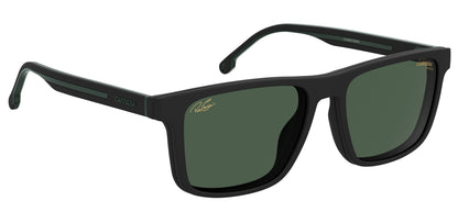 Carrera CA 8061/CS/PAT Black Green with green polarised clip-on attached angled view showing the temples