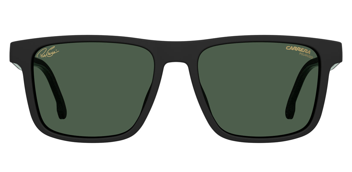Carrera CA 8061/CS/PAT Black Green with green polarised clip-on attached front view
