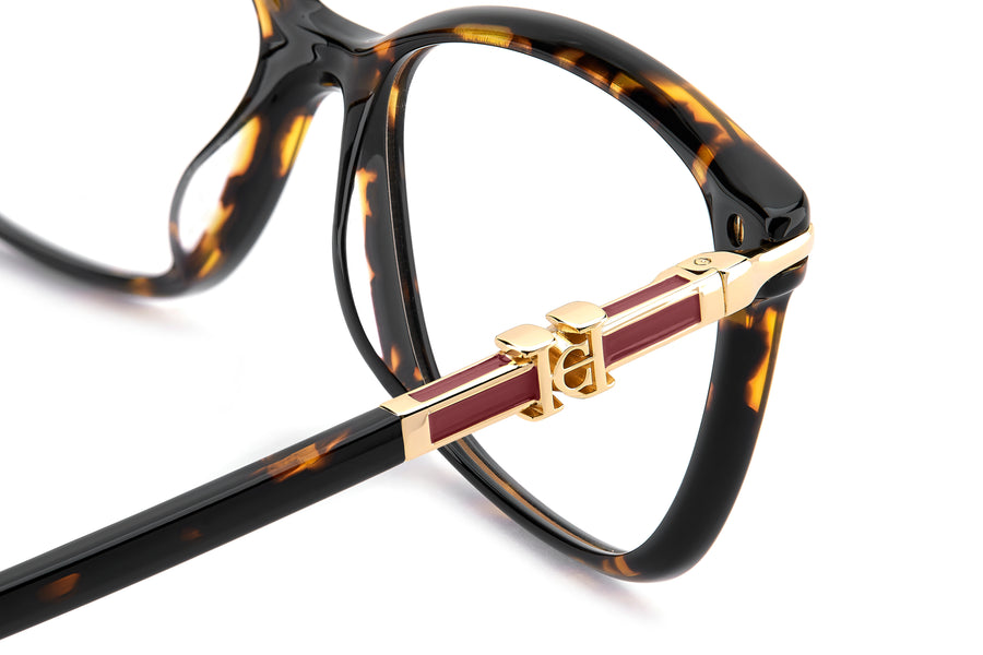 Carolina Herrera HER 0381/G Havana hinge and CH monogram detail