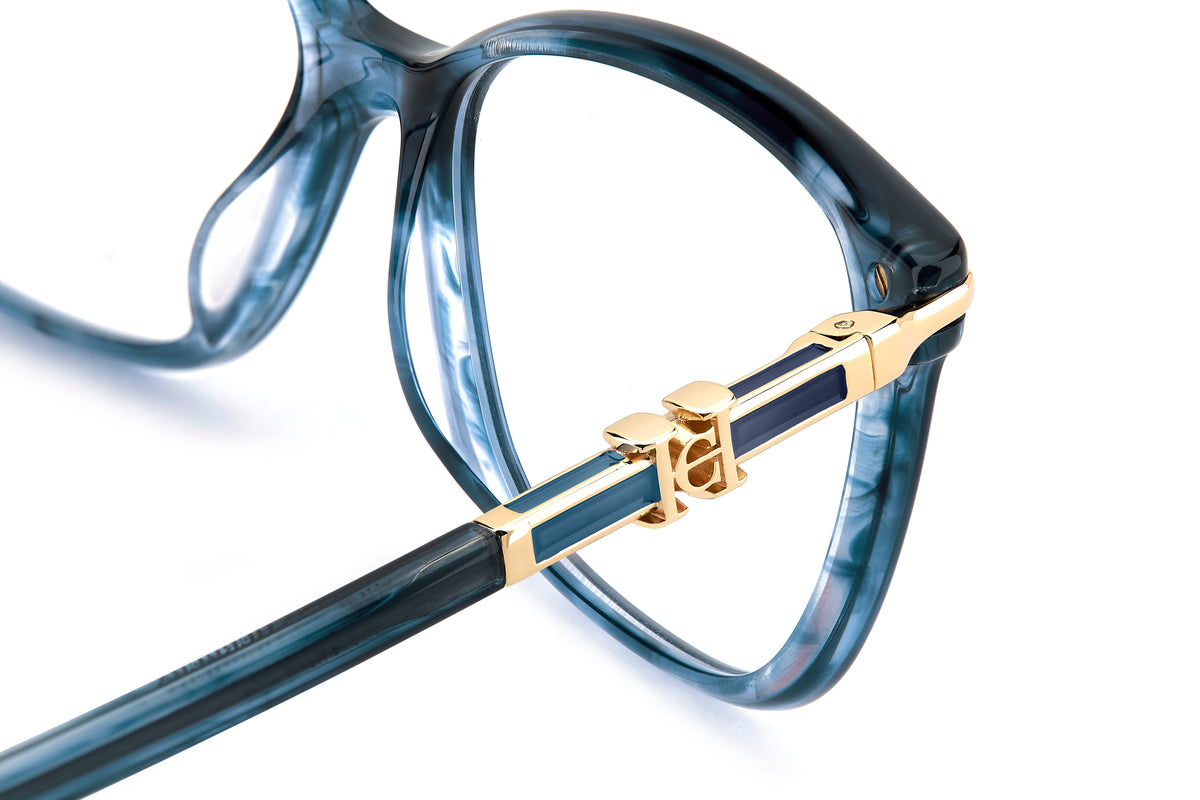Carolina Herrera HER 0381/G Blue Horn hinge and CH monogram detail