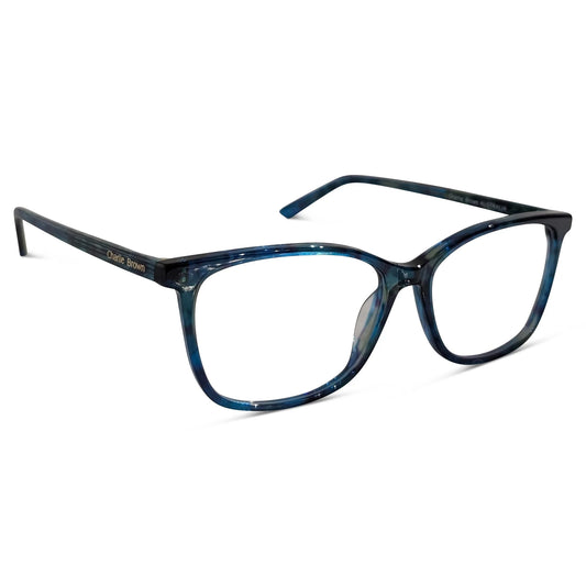 Charlie Brown 4371 Teal optical frame, three-quarter view