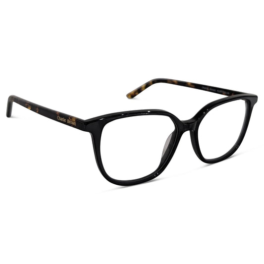 Charlie Brown 4374 Black optical frame, three-quarter view