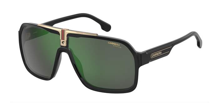 Carrera 1014/S three-quarter view - Colour: Black Gold - Lens: Green - Media: Original Carrera Ultra Polarised