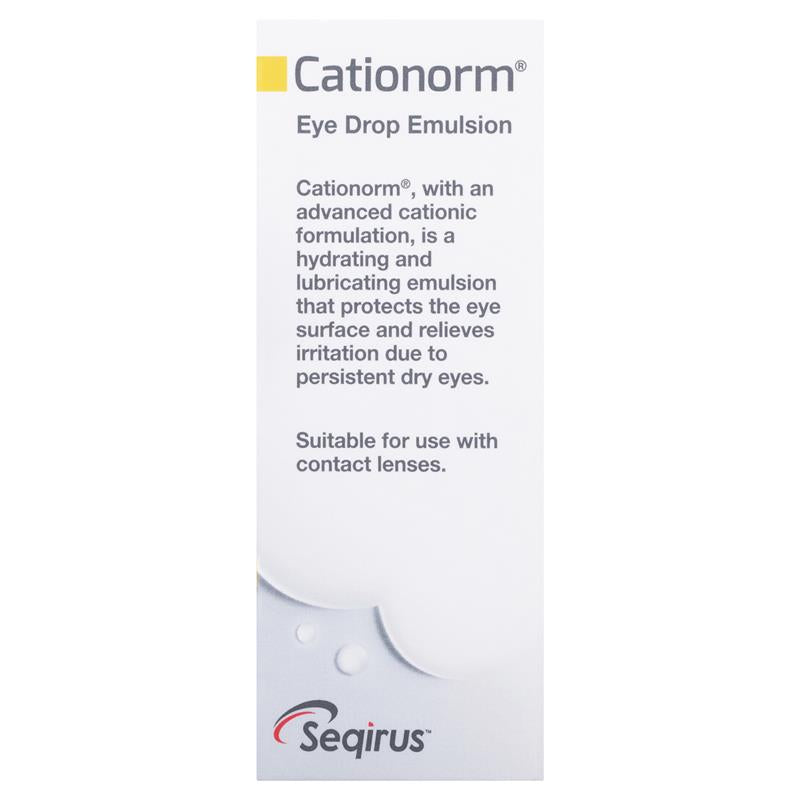 Cationorm Preservative-Free Eye Drops 10mL rear packaging information