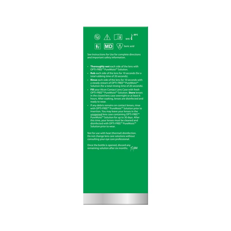 Opti-Free PureMoist Twin Pack 2 x 300mL rear packaging information