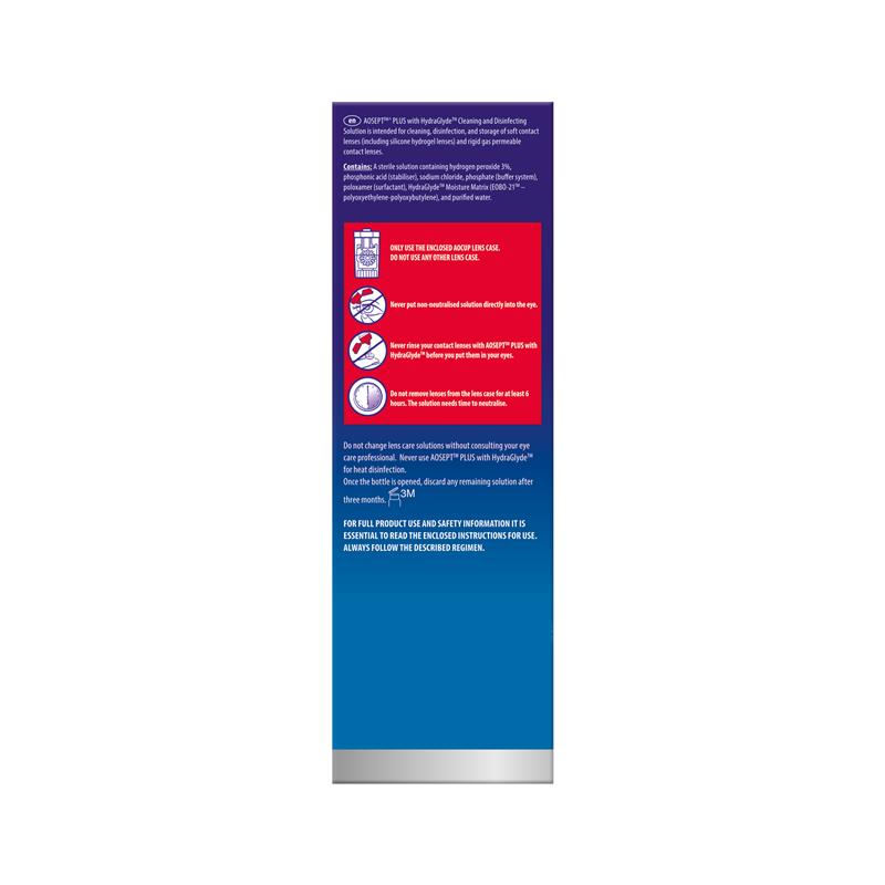 AOSEPT Plus HydraGlyde Twin Pack 2 x 360mL rear packaging information