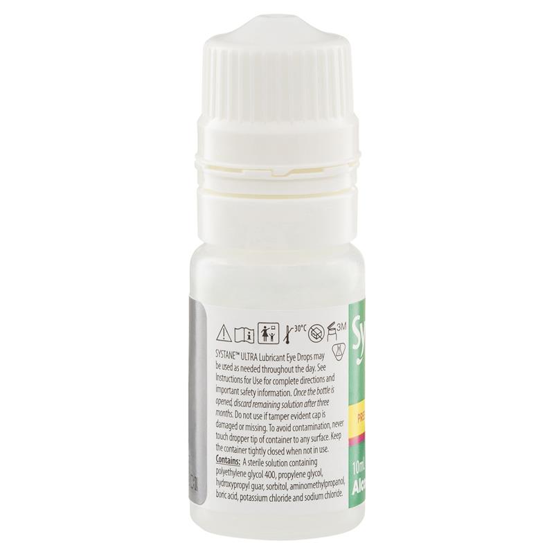 Systane Ultra Preservative-Free Lubricant Eye Drops 10mL rear packaging information