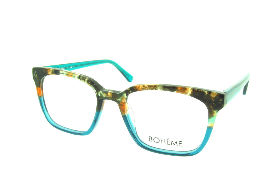 Bohème 1833 Mottle Brown on Aqua angled view showing temples