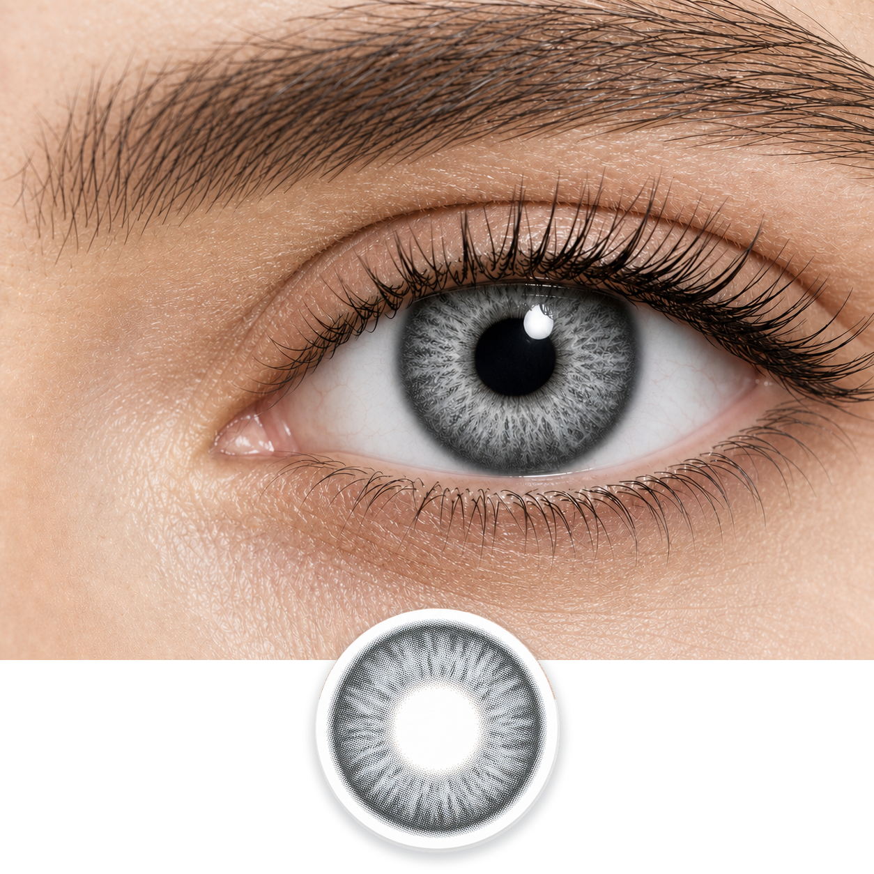 Air Optix Colors Sterling Gray contact lens on eye