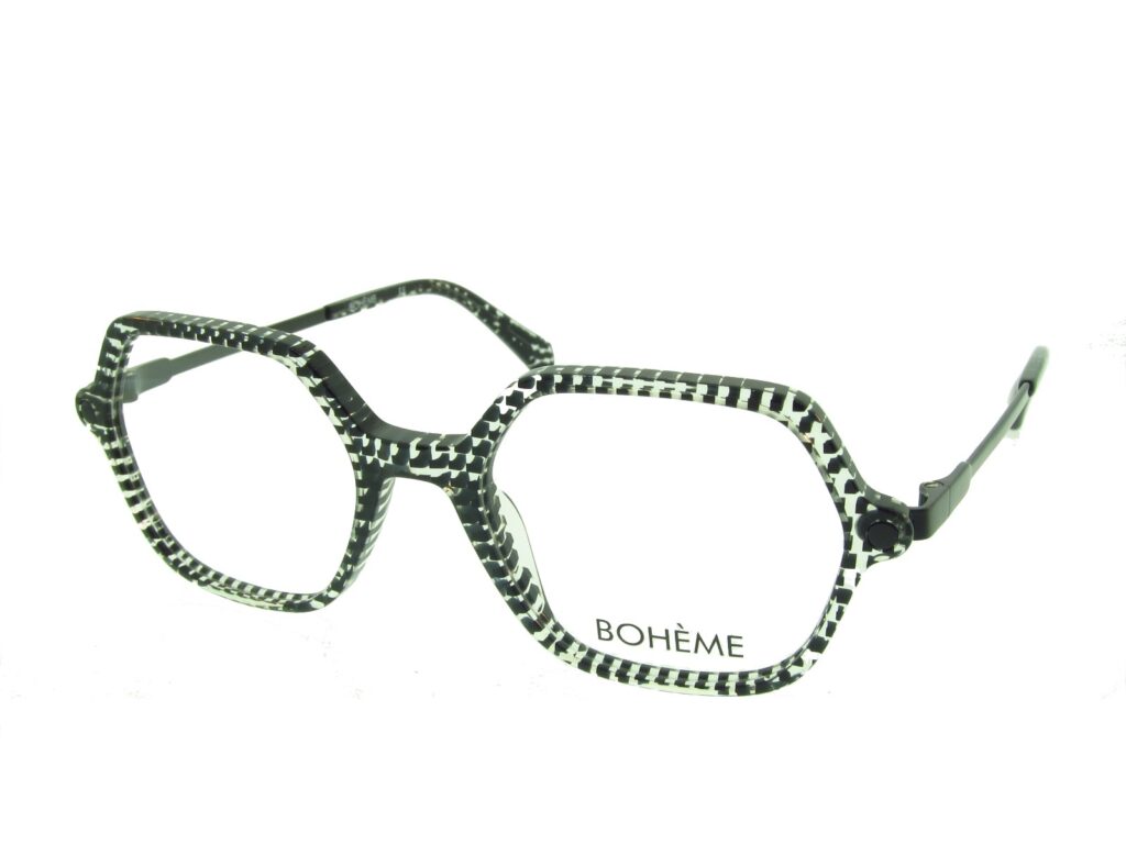 Bohème 1849 Black Polka Dot angled view showing temples