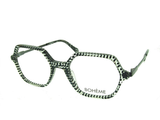 Bohème 1849 Black Polka Dot angled view showing temples