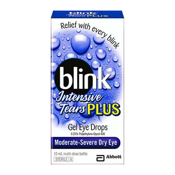 Blink Intensive Tears Plus Liquid Gel Eye Drops 10mL box and bottle