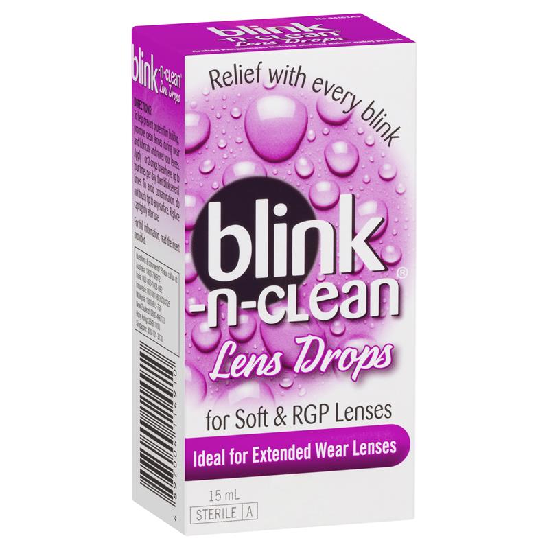 Blink-N-Clean Lens Drops 15mL box and bottle