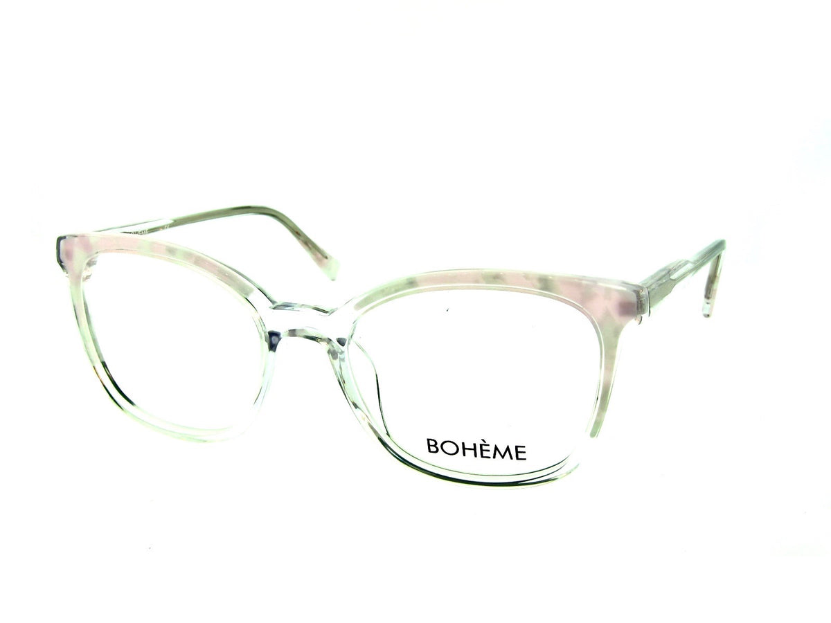Bohème 1810 Crystal Green Pattern optical frame, three-quarter view