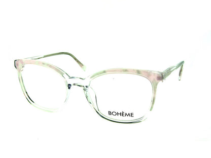 Bohème 1810 Crystal Green Pattern optical frame, three-quarter view