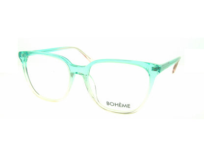 Bohème 1816 Teal Fade optical frame, three-quarter view