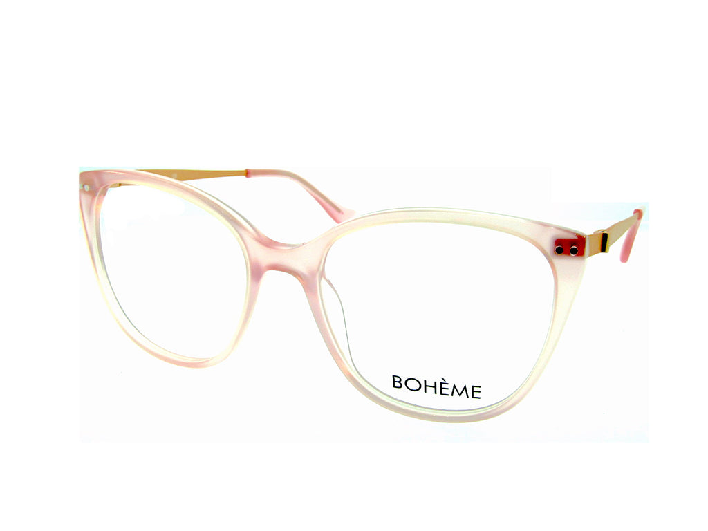 Bohème 1818 Pink optical frame, three-quarter view