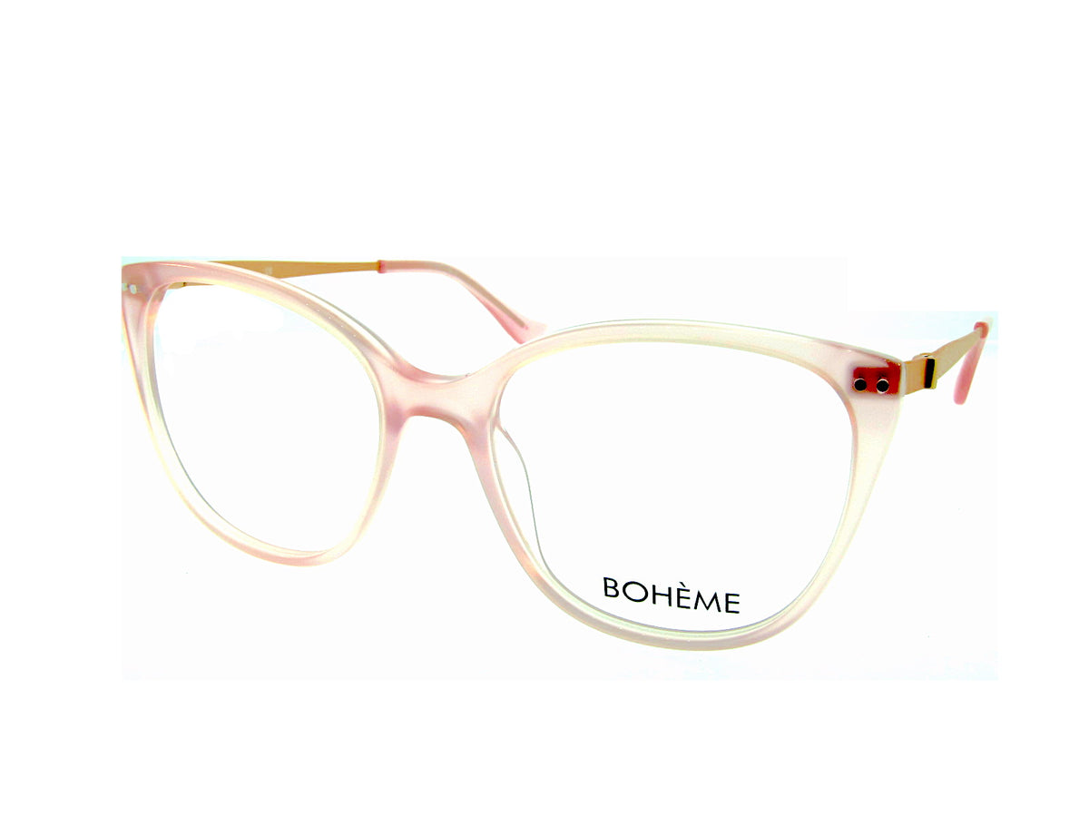 Bohème 1818 Pink optical frame, three-quarter view