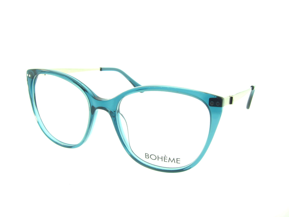 Bohème 1818 Teal optical frame, three-quarter view