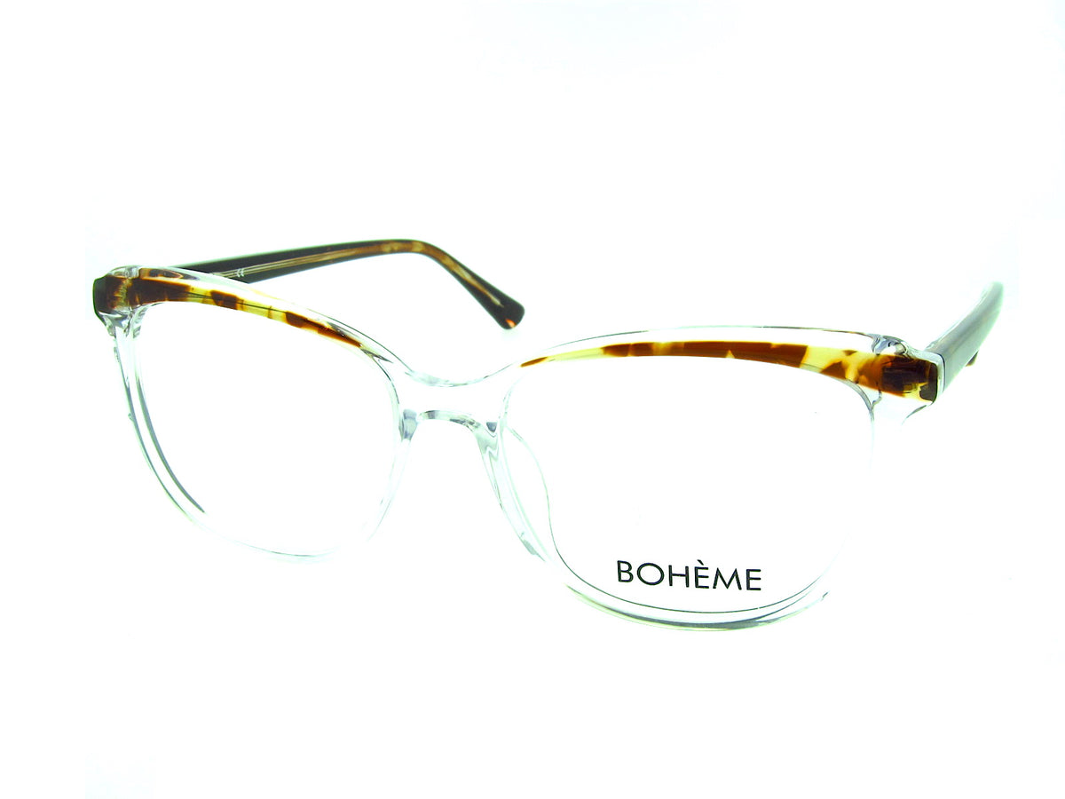 Bohème 1825 Crystal & Tortoise optical frame, three-quarter view