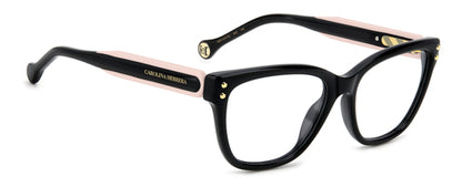 Carolina Herrera HER 0317/G Black Pink angled view showing temples