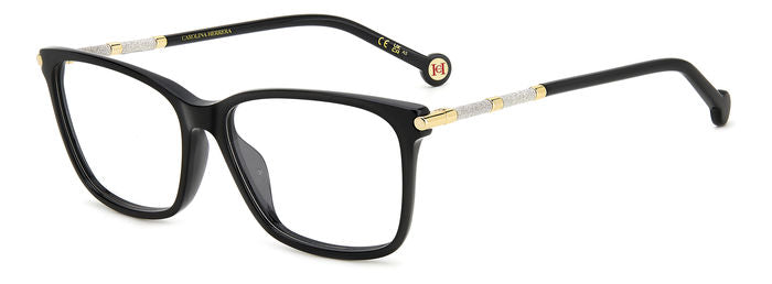 Carolina Herrera HER 0199/G Black Gold angled view showing temples
