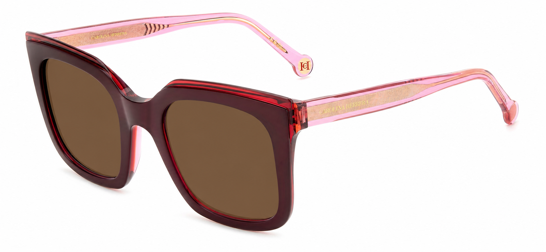 Colour: Burgundy Pink - Custom Polarised - Brown solid tint