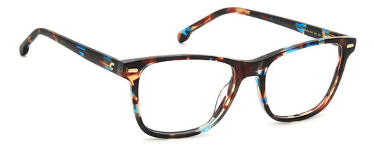 Carrera 3009 Blue Havana angled view showing temples
