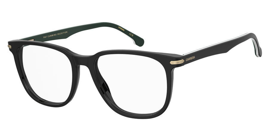 Carrera 308/PAT Black Green angled view showing temples