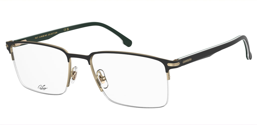 Carrera 325/PAT Matte Black Gold angled view showing temples