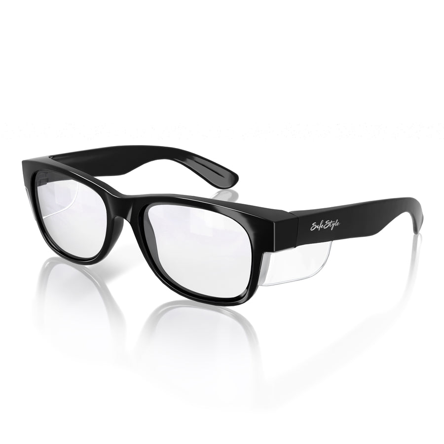 SafeStyle Classics prescription safety glasses in Black — angle view