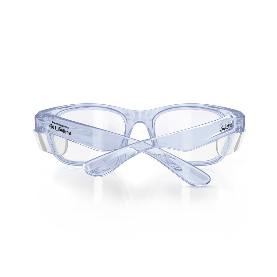 SafeStyle Classics prescription safety glasses in Blue — back view