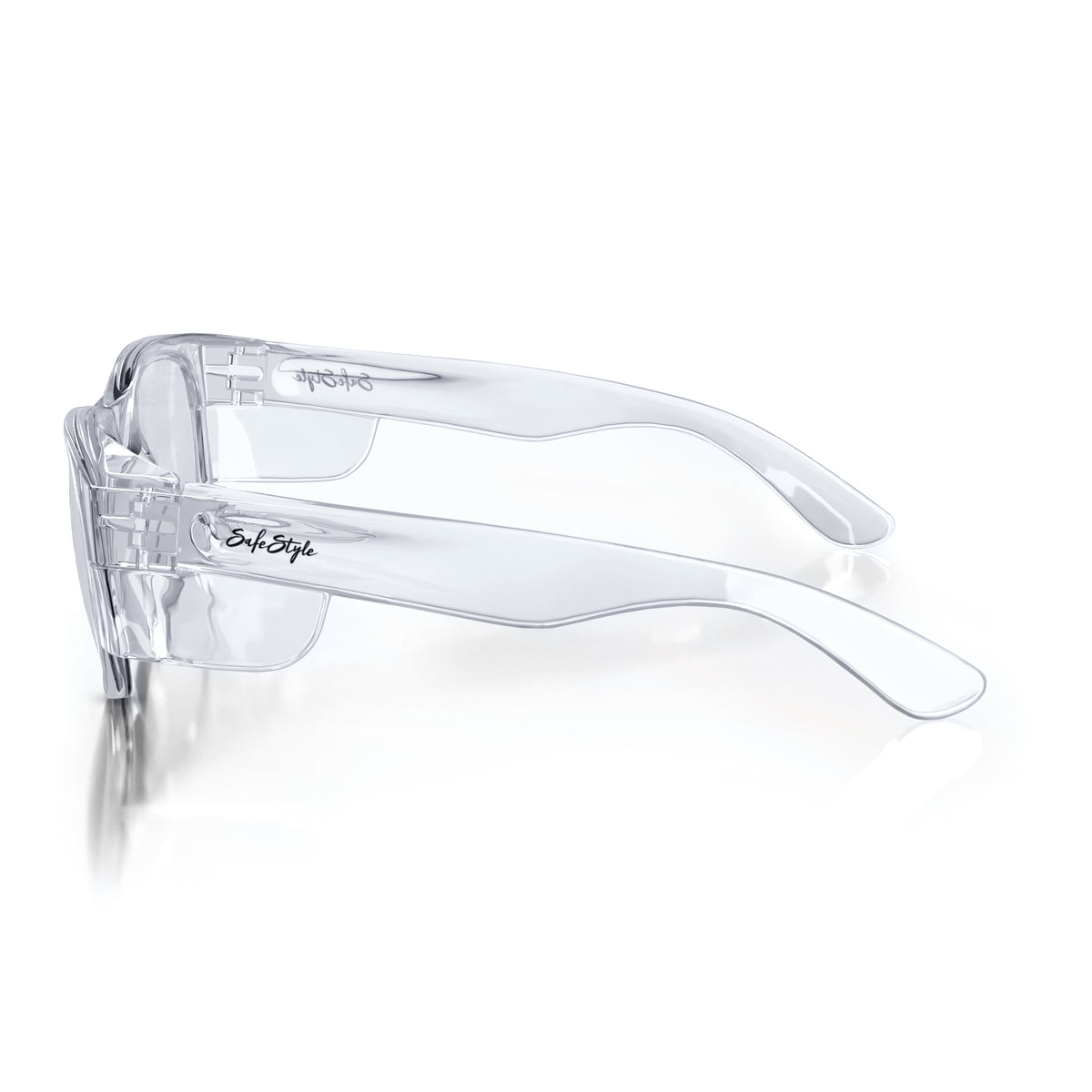 SafeStyle Classics prescription safety glasses in Clear — side view